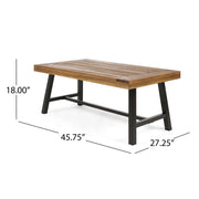 Noble House Carlisle industrial coffee table with natural finish and slat panel design, showcasing a sturdy wooden tabletop and modern style.