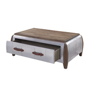 Brancaster - Coffee Table - Antique Oak & Aluminum - R&R Furniture Gallery (Fountain Valley, CA)