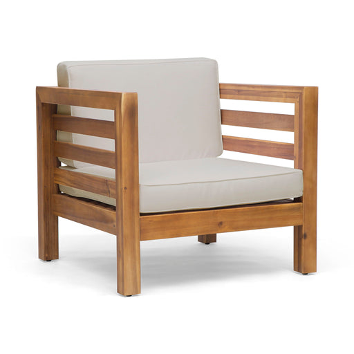 Outdoor Acacia Wood Patio Chair With Fabric Cushion - R&R Furniture Gallery (Fountain Valley, CA)