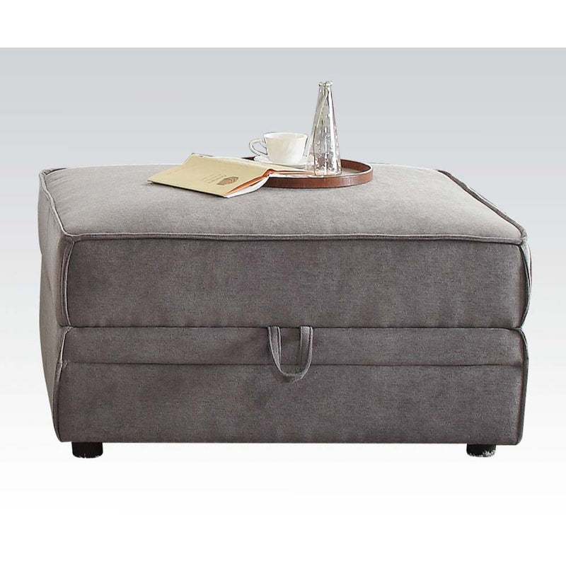 Bois - Ottoman With Storage - Gray Velvet - R&R Furniture Gallery (Fountain Valley, CA)