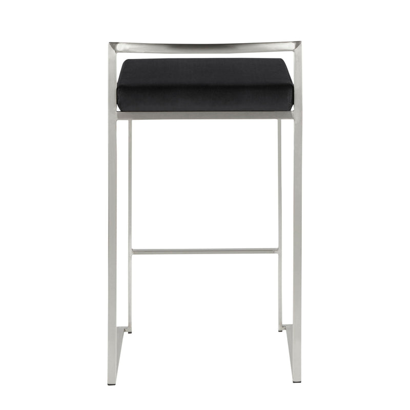 Lumi Source Fuji contemporary elegant stackable counter stool set with sleek modern design and wooden legs, perfect for kitchen or bar area.