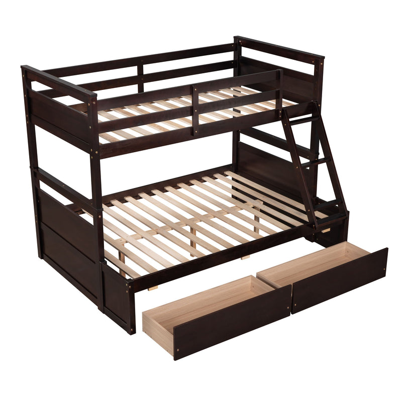 DreamHaus bunk bed with integrated storage drawers and ladder, featuring a modern design and sturdy wooden frame.
