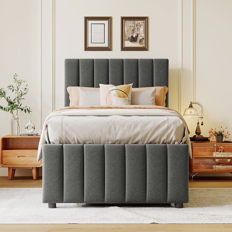 Upholstered Design Platform Bed With Trundle - R&R Furniture Gallery (Fountain Valley, CA)