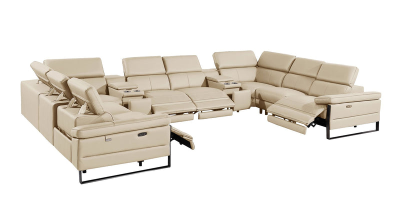 1246 - 10-Piece U-Shaped Modular Power Reclining Sectional With 4 Power Recliners And Power Headrests