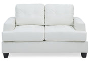 Glory Furniture stylish transitional loveseat for two, stationary fabric sofa with plush cushions and modern design.