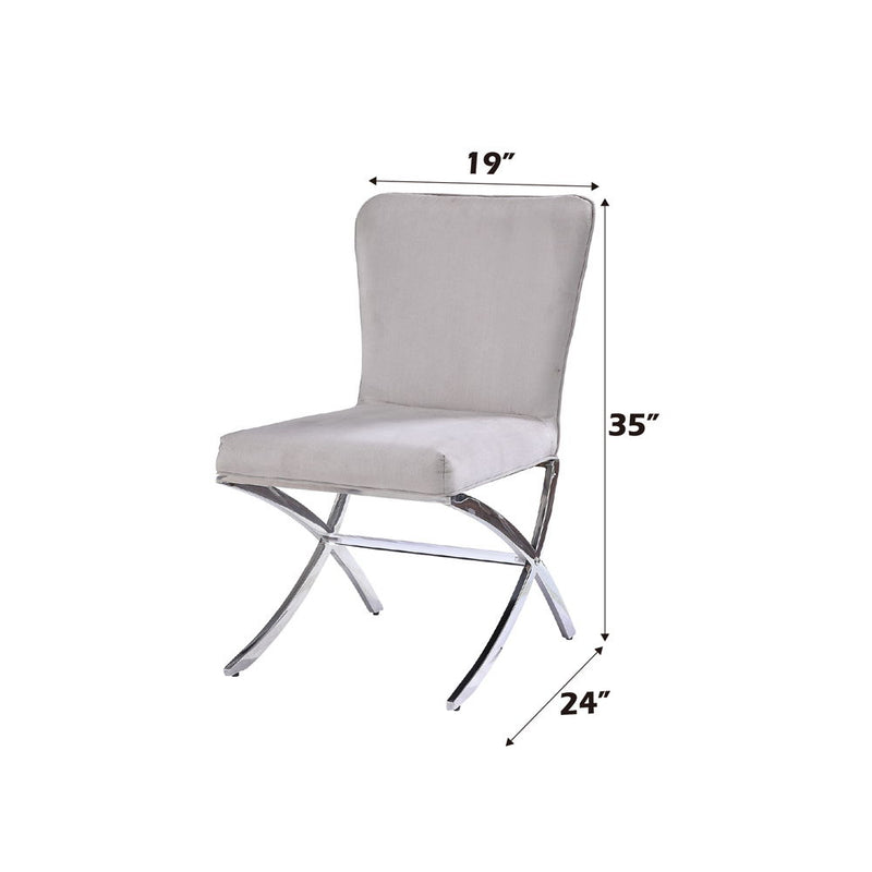 Daire - Side Chair (Set of 2) - Light Gray Velvet & Chrome - R&R Furniture Gallery (Fountain Valley, CA)