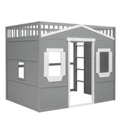 DreamHaus elegant house loft bed with integrated ladder, featuring a cozy sleeping area and modern wooden design.
