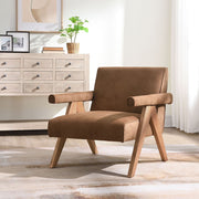 Zoey - Accent Chair - Chocolate Suede & Oak - R&R Furniture Gallery (Fountain Valley, CA)