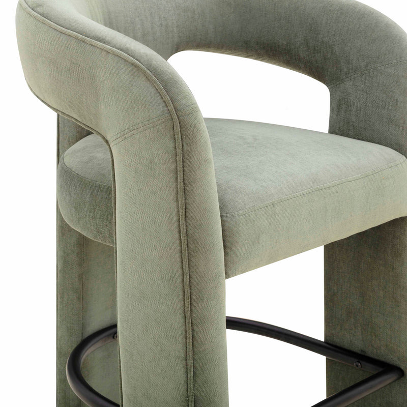 TOV Furniture Malone counter height stool with wooden seat and metal frame, ideal for kitchen or bar area.
