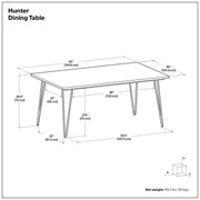 Simpli-Home Hunter square tabletop dining table with wooden finish, modern design, and sturdy legs for kitchen or dining room use.