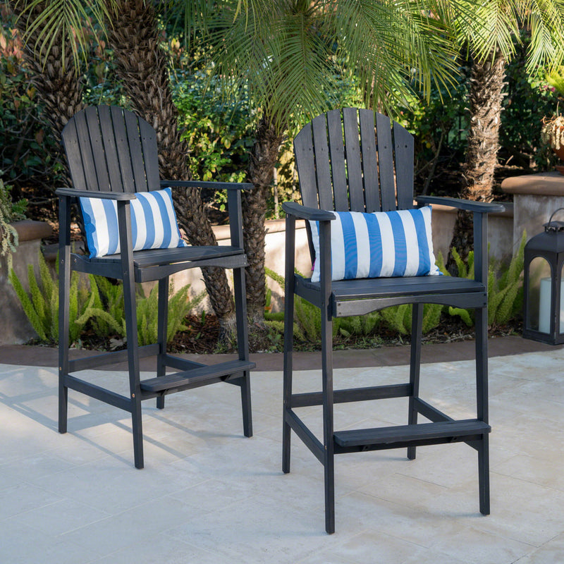 Outdoor Acacia Wood Adirondack Barstools (Set of 2) - R&R Furniture Gallery (Fountain Valley, CA)