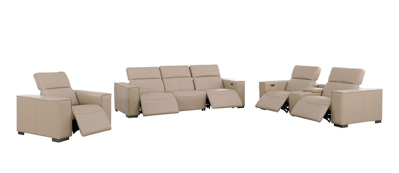 1208 - Modular Leather Set With 5 Power Recliners & Power Headrests