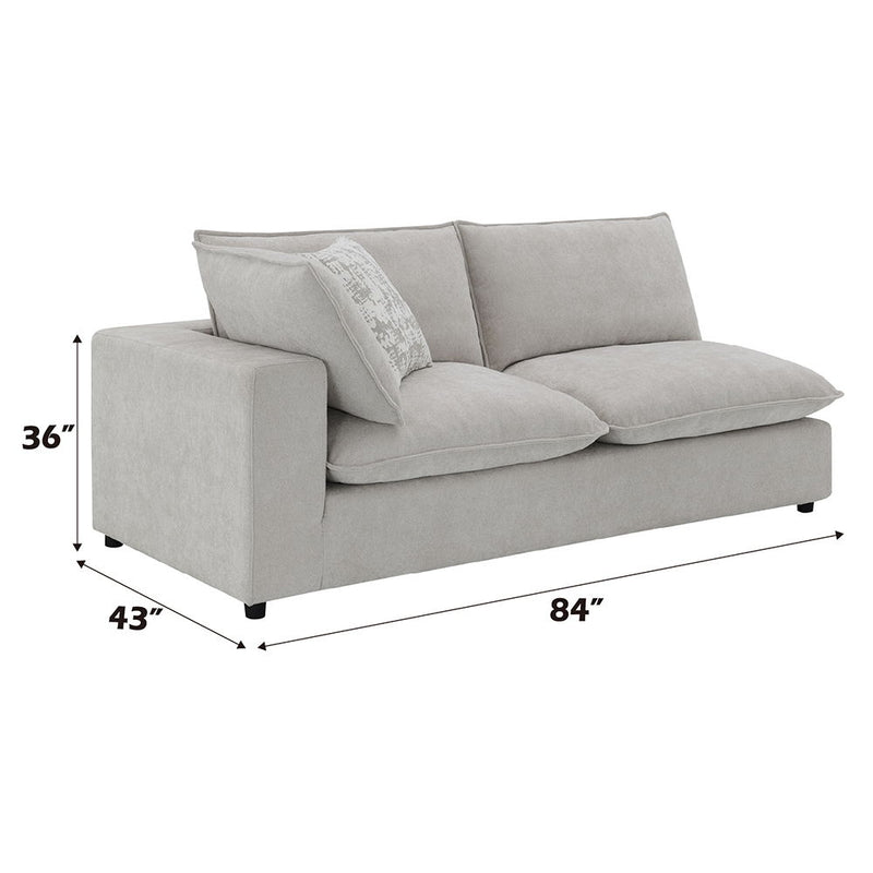 Marisa - Modular Left Facing Loveseat With 2 Pillows - Beige Boucle - R&R Furniture Gallery (Fountain Valley, CA)
