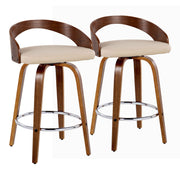 Lumi Source Grotto mid-century modern fixed height counter stool set with swivel, round footrest, and sleek design.