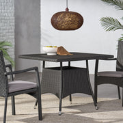 Outdoor Rattan Square Dining Table With 4 Legs - Gray - R&R Furniture Gallery (Fountain Valley, CA)