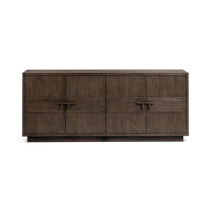 Classic Home Oakridge 4-door buffet cabinet in Havana Brown, featuring a spacious storage design with wood finish.