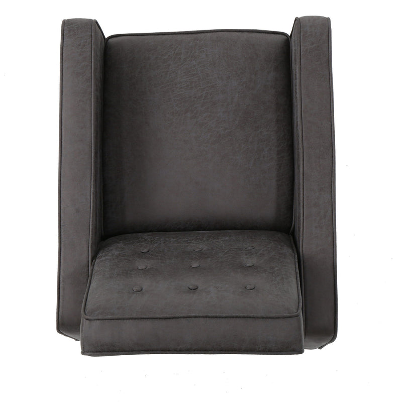 Macedonia - Mid Century Modern Button Tufted Fabric Recliner - Slate - R&R Furniture Gallery (Fountain Valley, CA)