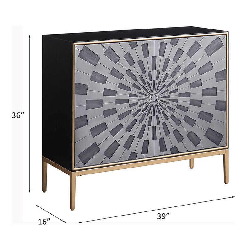 Quilla - Console Cabinet - Black, Gray & Brass - R&R Furniture Gallery (Fountain Valley, CA)