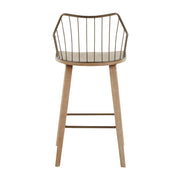 Lumi Source Winston farmhouse counter stool with wooden seat and black metal legs, 24-27 inch height, rustic design