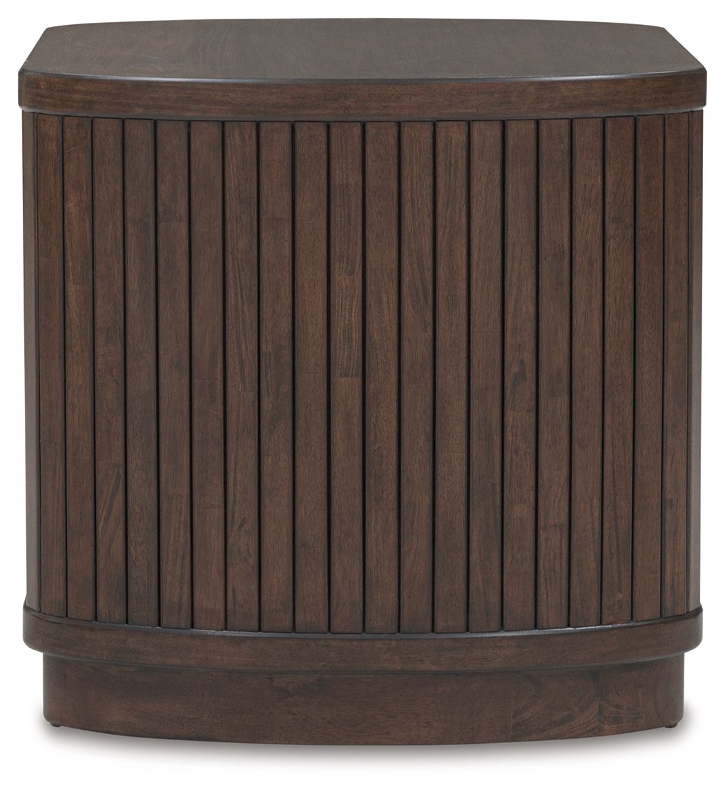 Korestone - Square End Table - Dark Brown - R&R Furniture Gallery (Fountain Valley, CA)