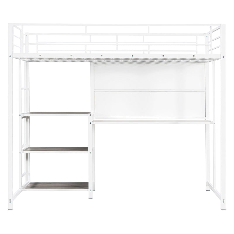 Metal Loft Bed With Desk, 3 Shelves And Ladder - R&R Furniture Gallery (Fountain Valley, CA)