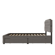 Upholstered Platform Bed With 2 Drawers And 2 Sets Of USB Ports On Each Side, Fabric - R&R Furniture Gallery (Fountain Valley, CA)