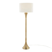 Lumi Source Lenuxe contemporary floor lamp with sleek metallic finish and modern design standing on a wooden floor.