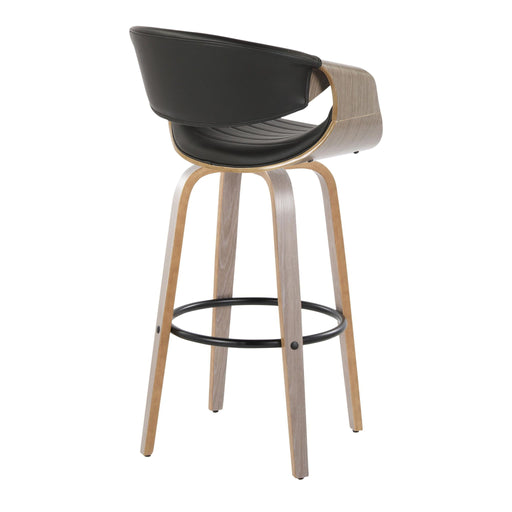 Lumi Source Symphony mid-century modern fixed height barstools with swivel and round footrest, set of two, in stylish design.