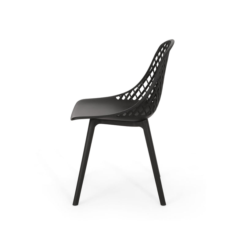Set of two Noble House Lily Chairs featuring modern design with cushioned seats and sleek wooden legs.
