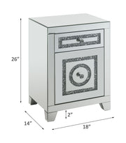 Noralie - 26"H Accent Table With Storage Drawers - Mirrored & Faux Diamonds - R&R Furniture Gallery (Fountain Valley, CA)