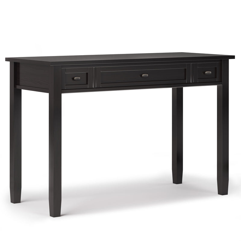 Warm Shaker handcrafted desk by Simpli-Home featuring a natural wood finish and classic shaker style for writing and workspace.