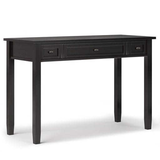 Warm Shaker handcrafted desk by Simpli-Home featuring a natural wood finish and classic shaker style for writing and workspace.