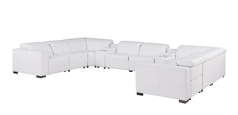 1208 - 10 Piece U Shaped Leather Sectional With 4 Power Recliners & Power Headrest
