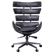 Megan - Office Chair - Vintage Black Top Grain Leather & Aluminum - R&R Furniture Gallery (Fountain Valley, CA)