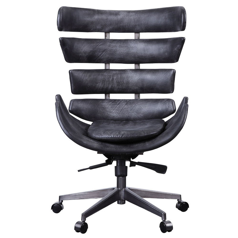 Megan - Office Chair - Vintage Black Top Grain Leather & Aluminum - R&R Furniture Gallery (Fountain Valley, CA)