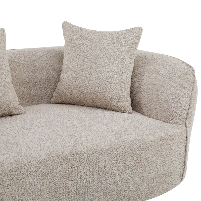 Noble House elegant curved sectional sofa with full foam cushions, showcasing plush seating and modern design.