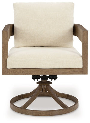 Serene Bay - Swivel Chair With Cushion (Set of 2) - Dark Brown / White - R&R Furniture Gallery (Fountain Valley, CA)