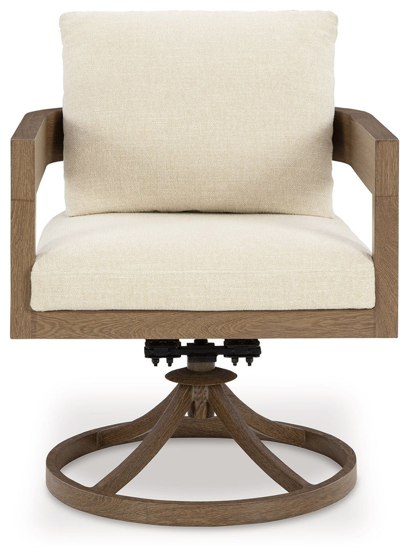 Serene Bay - Swivel Chair With Cushion (Set of 2) - Dark Brown / White - R&R Furniture Gallery (Fountain Valley, CA)