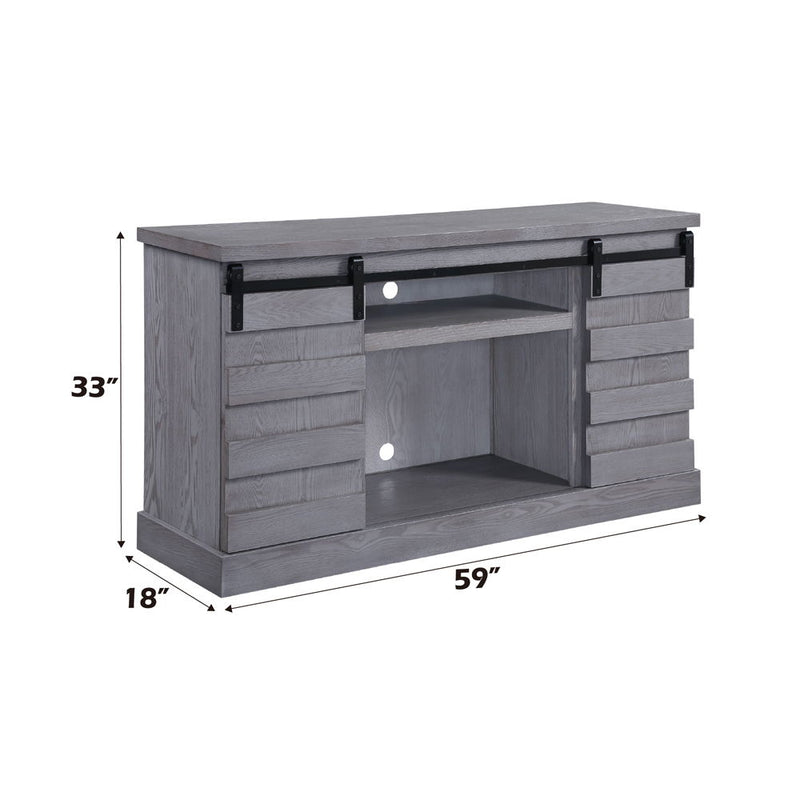 Amrita - TV Stand With Fireplace - Gray Oak - R&R Furniture Gallery (Fountain Valley, CA)
