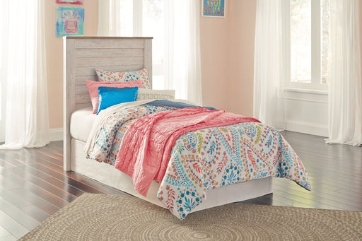 Willowton panel headboard with bolt-on bed frame from Signature Design by Ashley, showcasing a modern wooden bed headboard.