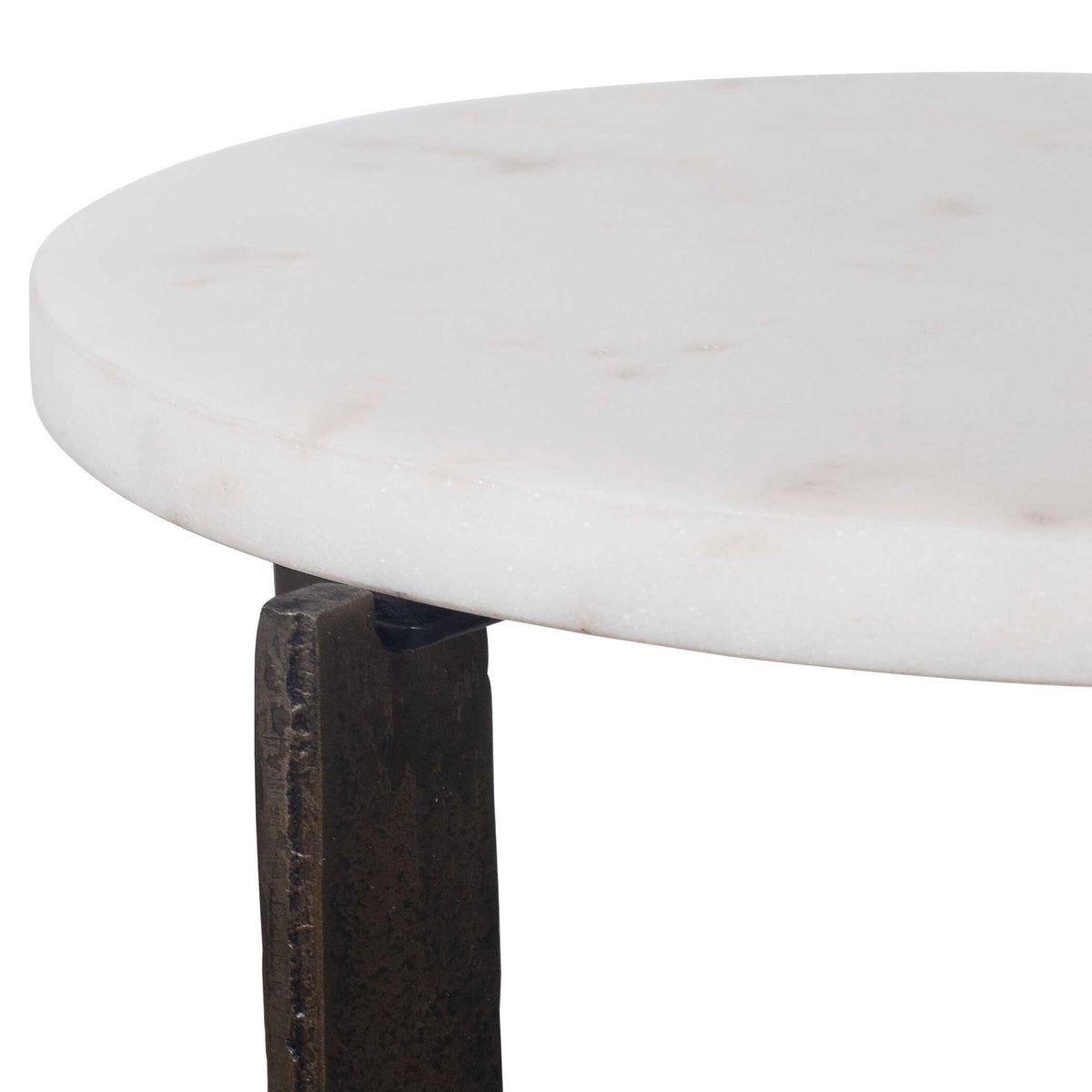 Accent Table - Brass Bronze / White