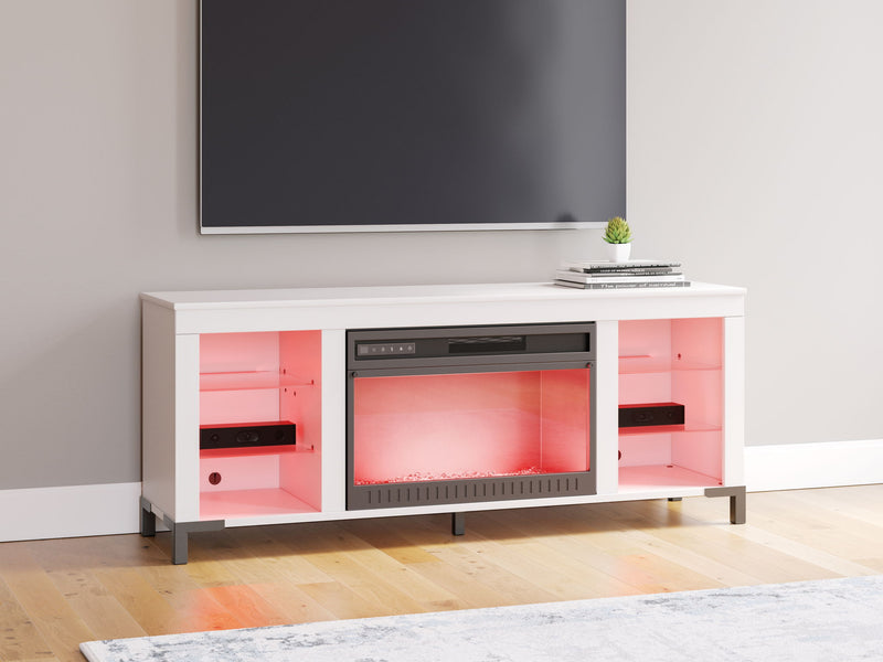 Brollevi - TV Stand With Fireplace - White - R&R Furniture Gallery (Fountain Valley, CA)
