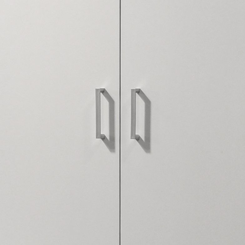 Lilola Home Alara height simplistic double door white storage cabinet with clean design and spacious interior.