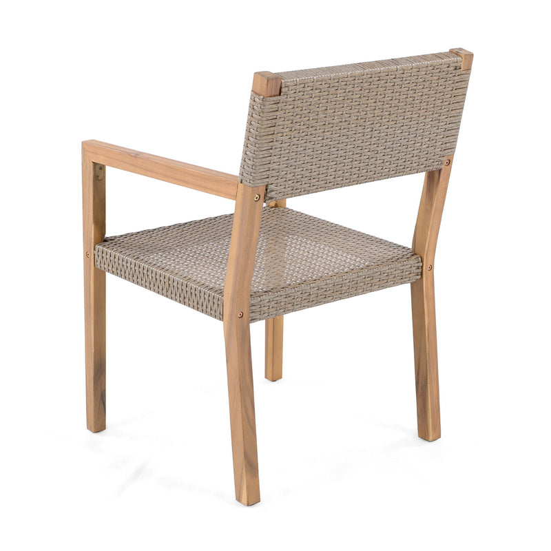 Outdoor Dining Chairs For Patios, Gardens (Set of 2) - Light Brown Multi / Light Teak - R&R Furniture Gallery (Fountain Valley, CA)