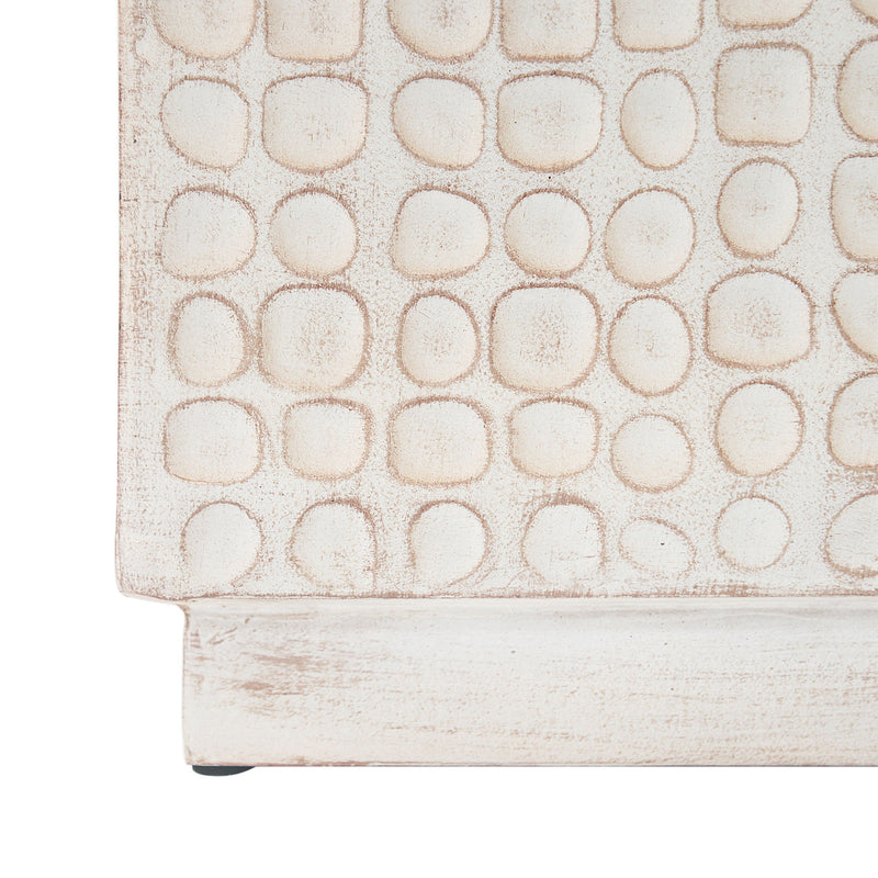Chic Modern Mgo Cube Side Table With Fluted Design - Antique Brown - R&R Furniture Gallery (Fountain Valley, CA)