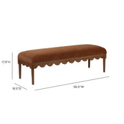 Vegan mohair upholstered bench with walnut wood legs by TOV Furniture, showcasing a plush, textured seat and sleek wooden base.