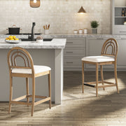 Leon - Arched Back & Upholstered Counter Stool (Set of 2) - Ivory White - R&R Furniture Gallery (Fountain Valley, CA)
