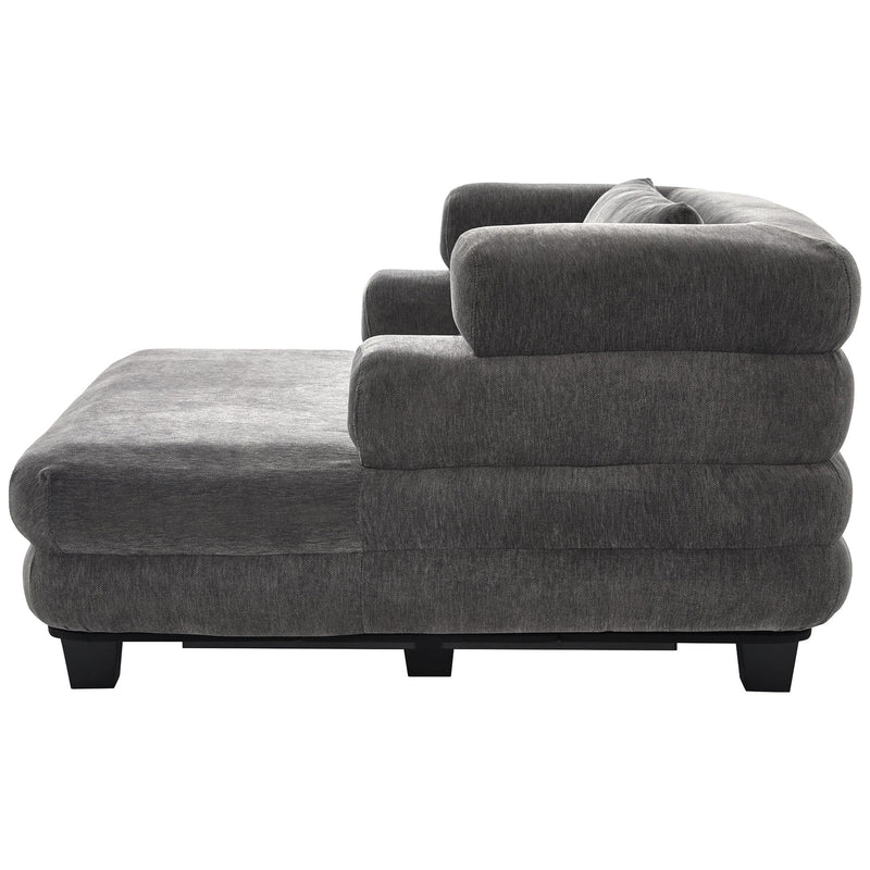 Noble House oversized chaise lounge sofa bed with deep seat and layered armrests, showcasing plush upholstery and modern design.