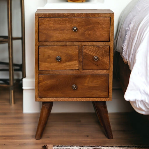4 Drawer Multi Bedside Table - Chestnut - R&R Furniture Gallery (Fountain Valley, CA)