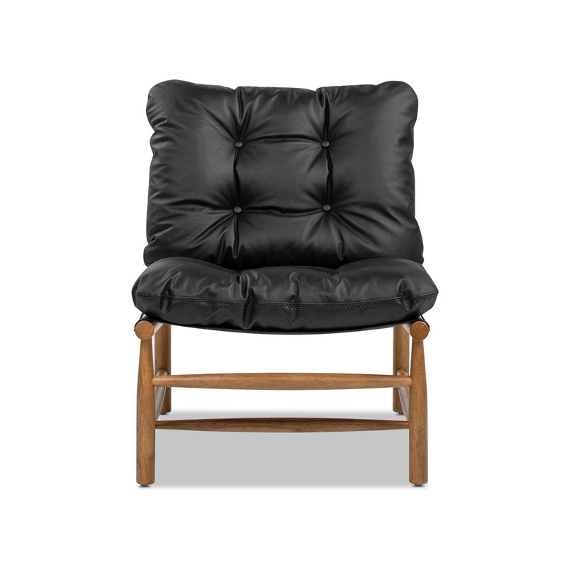 Oxford Leather Mid-Century Modern Accent Chair - Noir Black - R&R Furniture Gallery (Fountain Valley, CA)